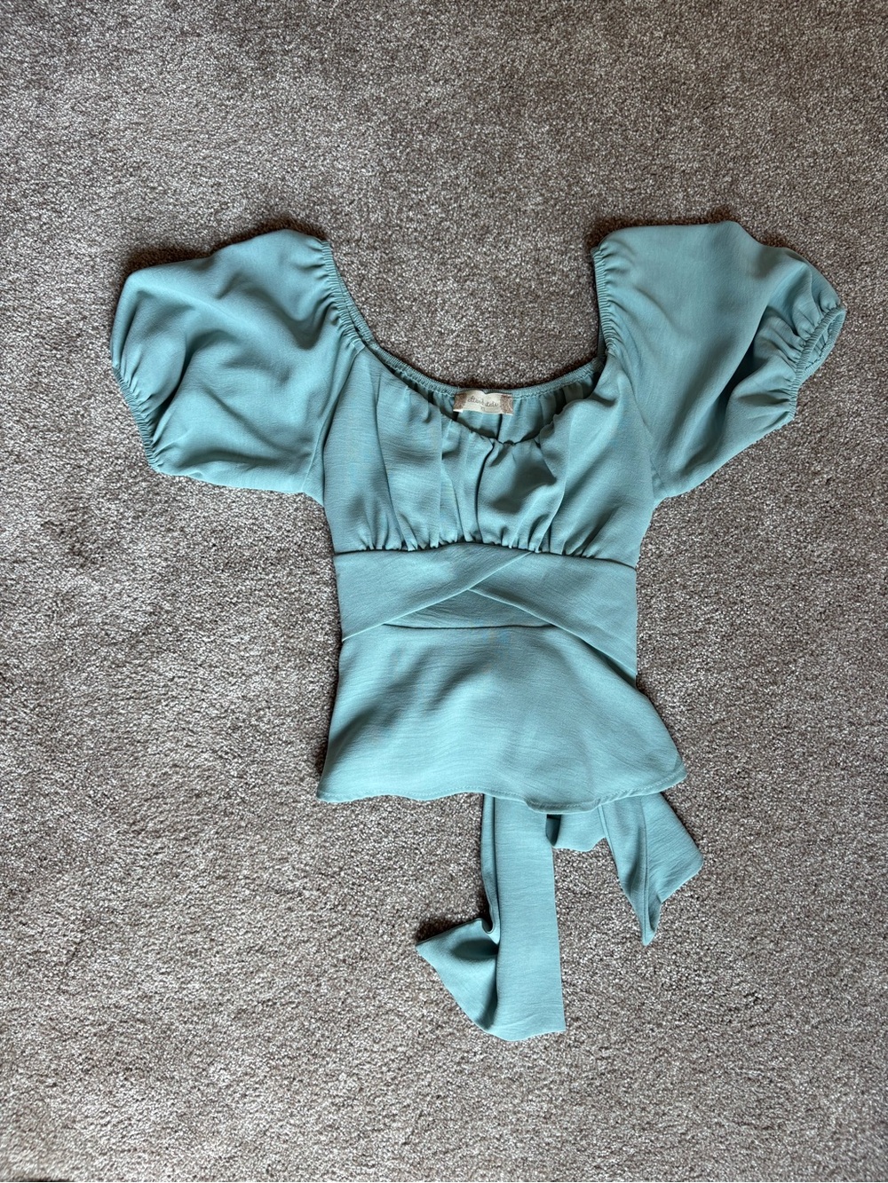 Altard state Women’s Puff Sleeve Wrap Waist Top in Mint Green